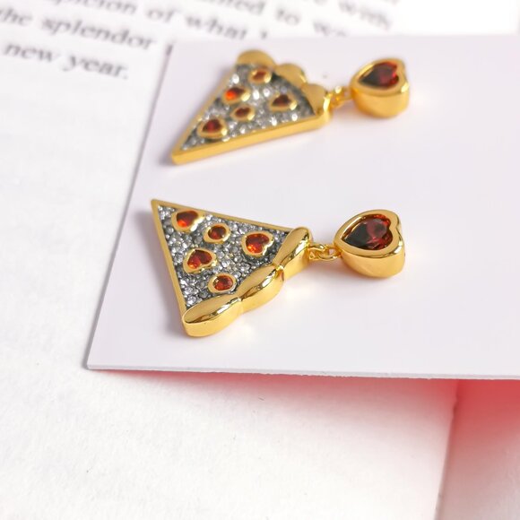 NEW KATE SPADE Pizza My Heart Gold Multicolor Drop Earrings - Picture 2 of 3